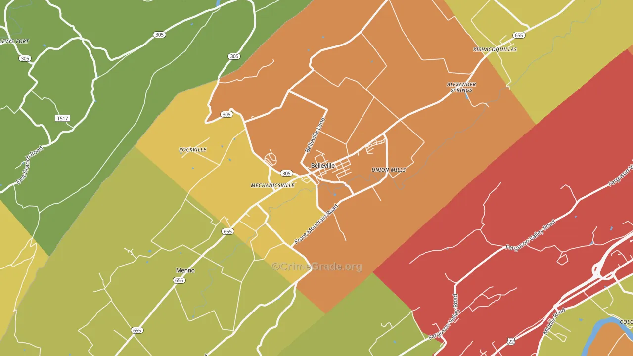 Belleville, PA Map of Assault Rates