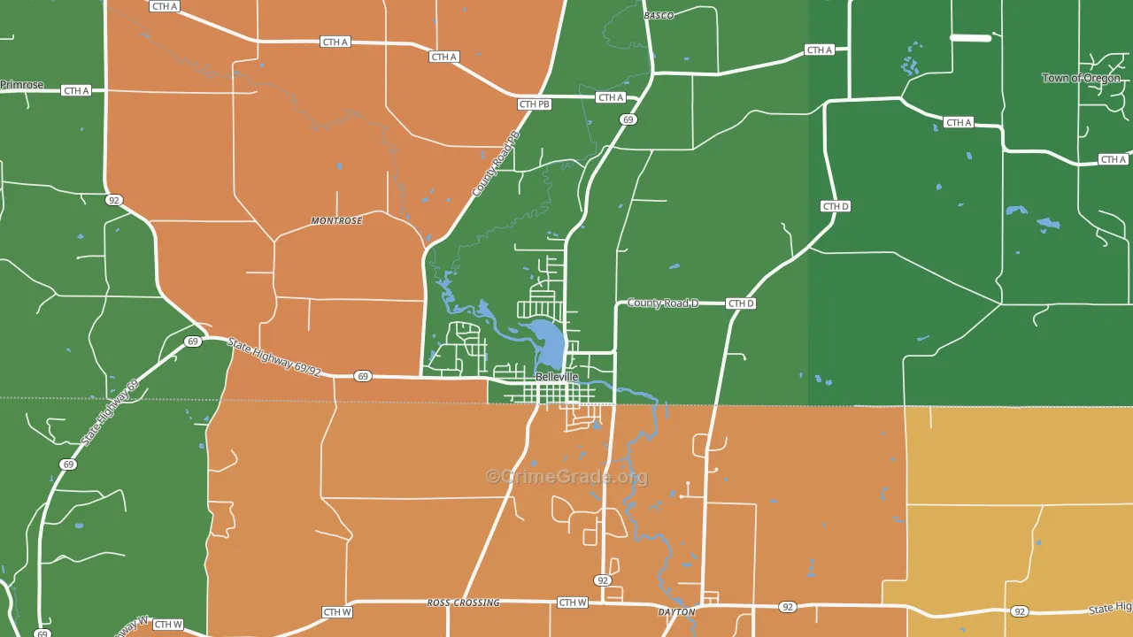 Belleville, WI Map of Assault Rates