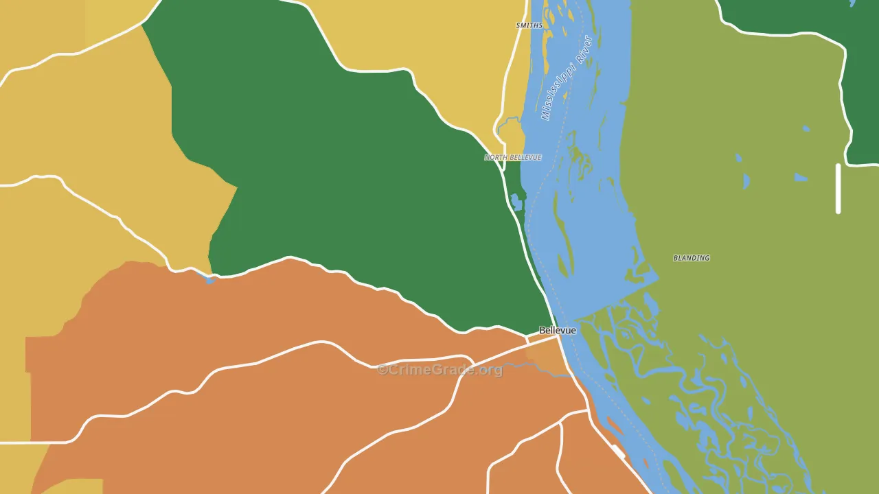 Bellevue, IA Map of Assault Rates