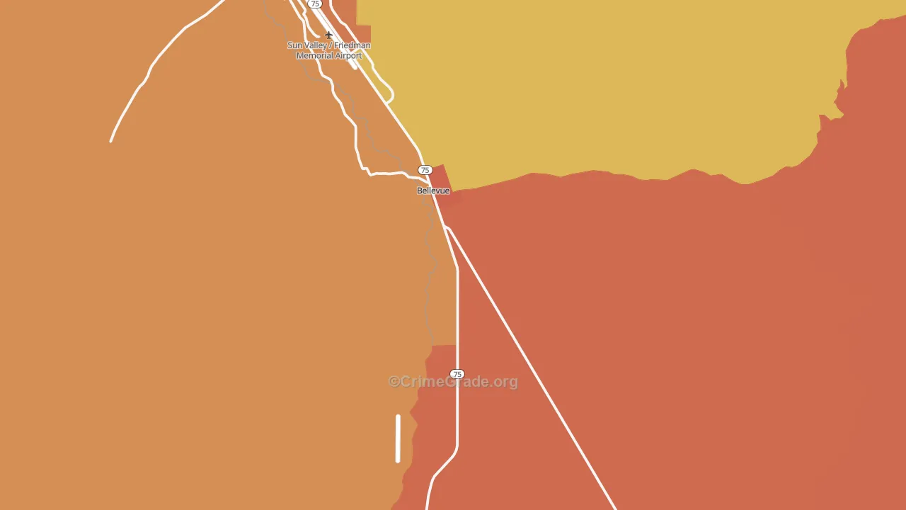 Bellevue, ID Map of Assault Rates