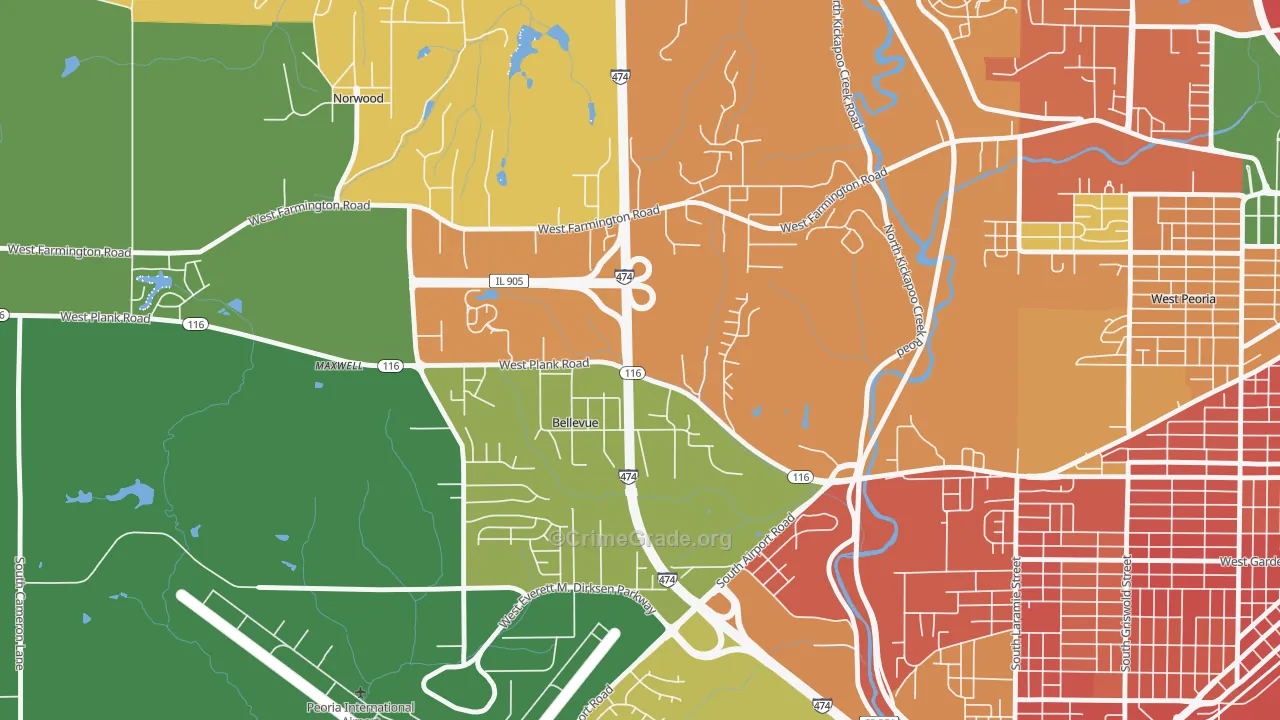 Bellevue, IL Map of Assault Rates