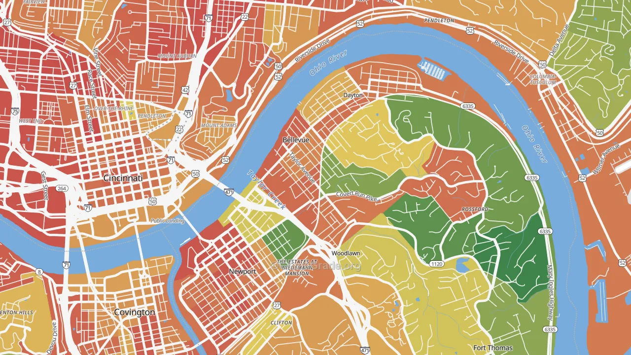 Bellevue, KY Map of Assault Rates