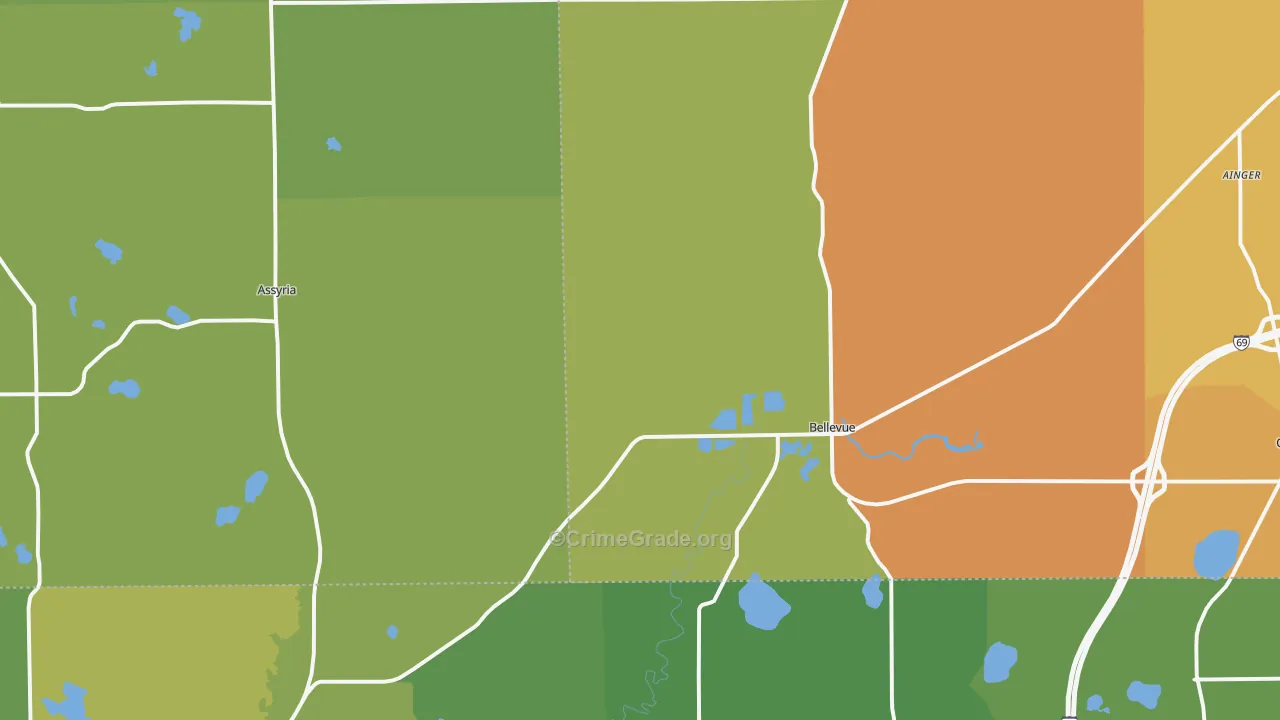 Bellevue, MI Map of Assault Rates