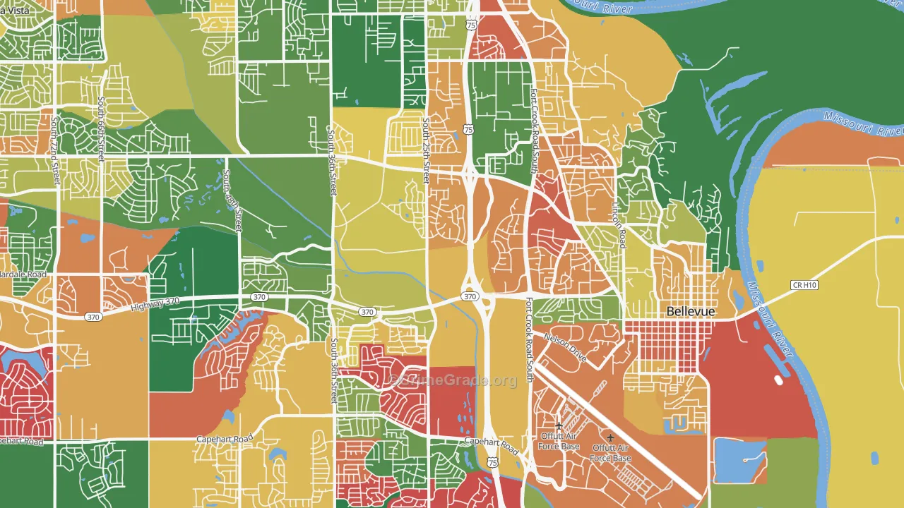 Bellevue, NE Map of Assault Rates