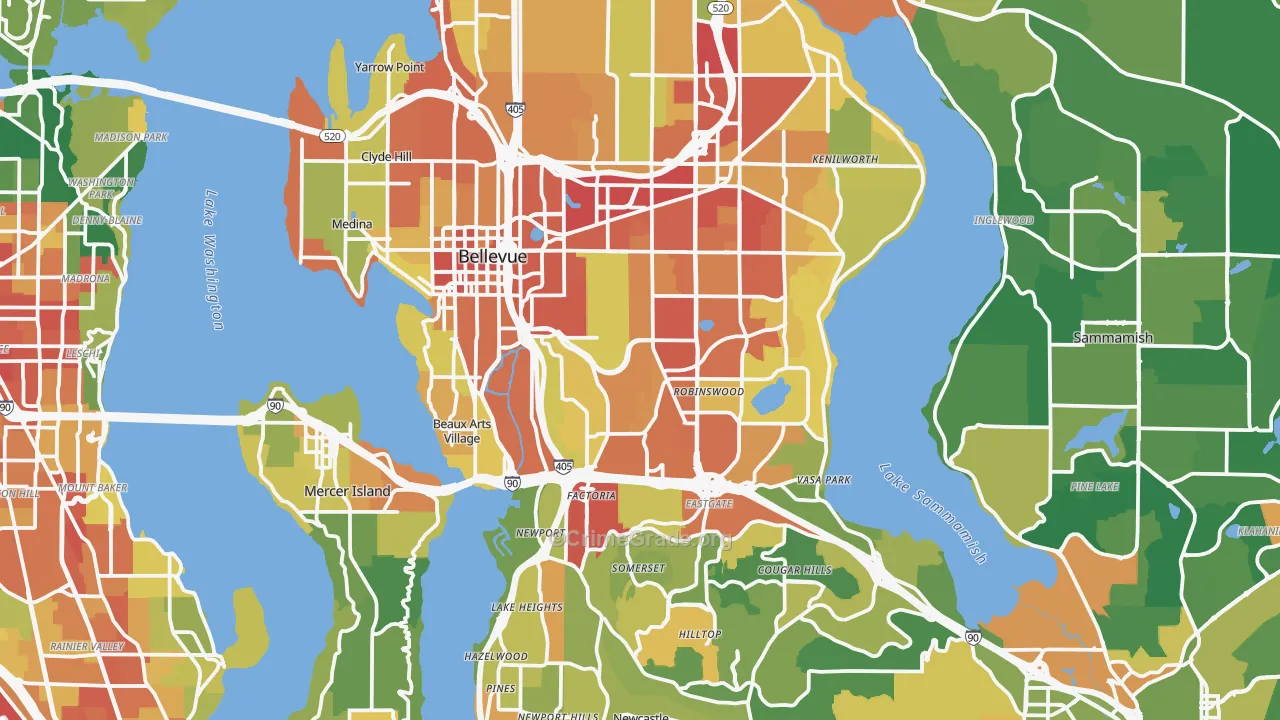 Bellevue, WA Map of Assault Rates