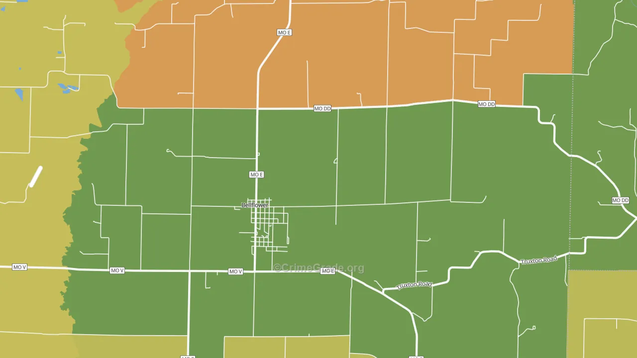 Bellflower, MO Map of Assault Rates