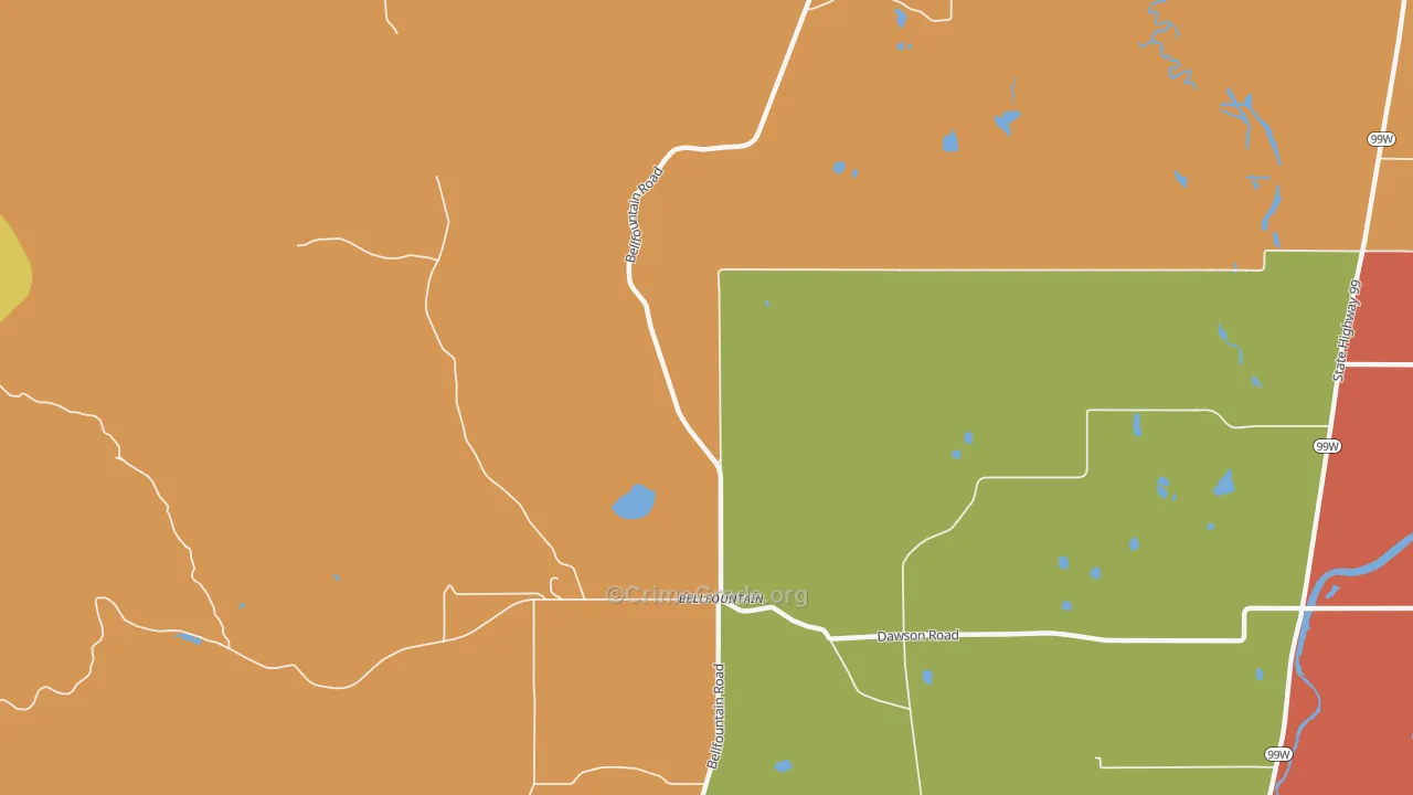 Bellfountain, OR Map of Assault Rates