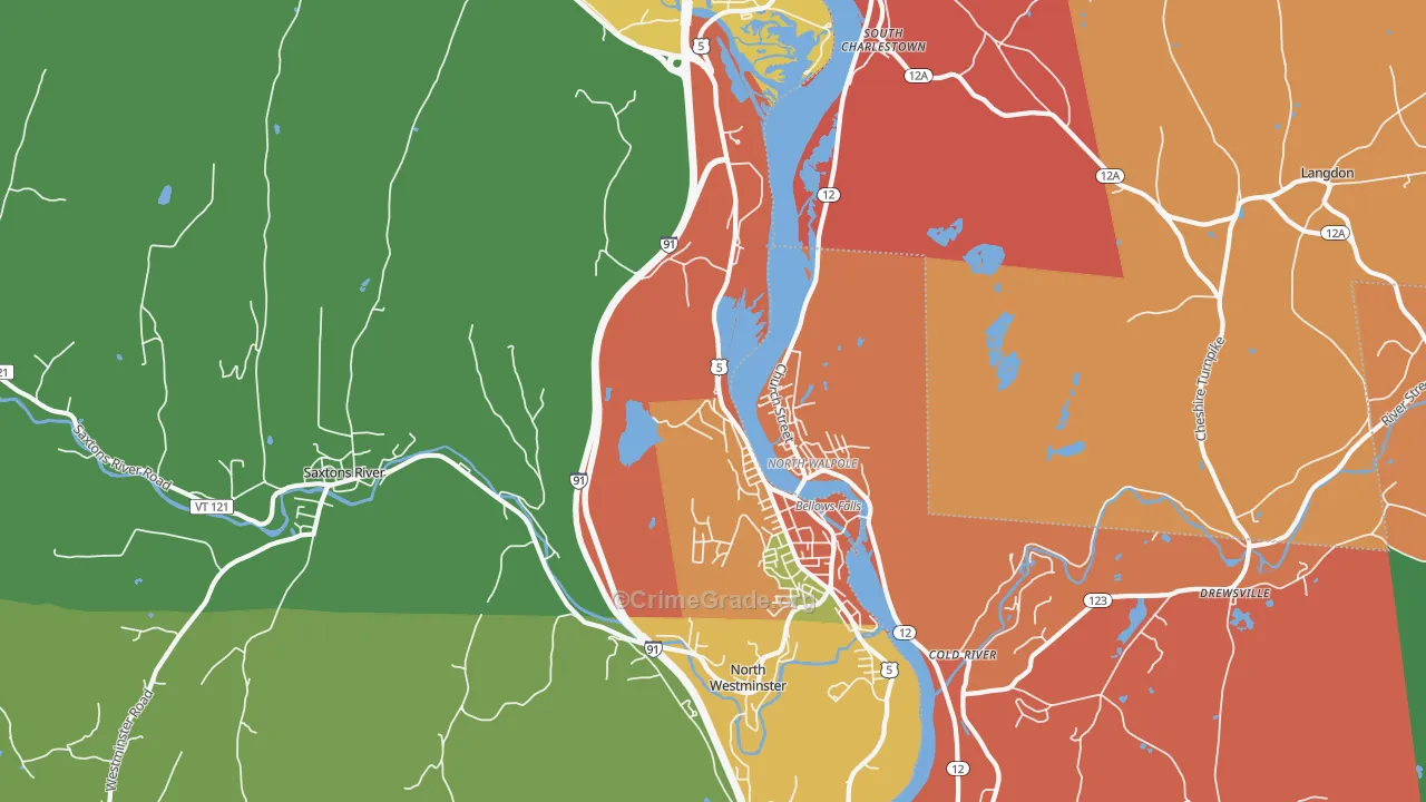 Bellows Falls, VT Map of Assault Rates