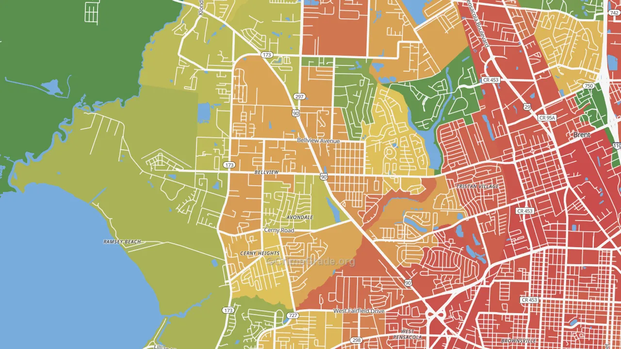 Bellview, FL Map of Assault Rates