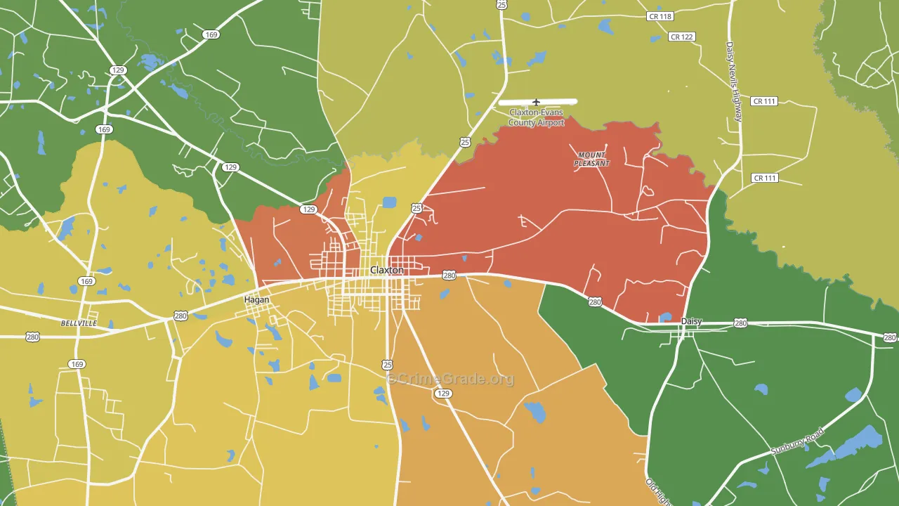 Bellville, GA Map of Assault Rates