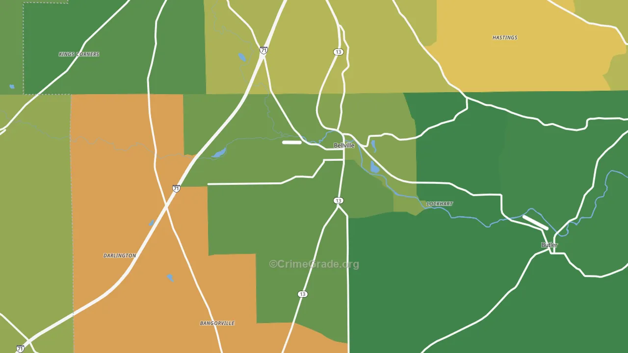Bellville, OH Map of Assault Rates