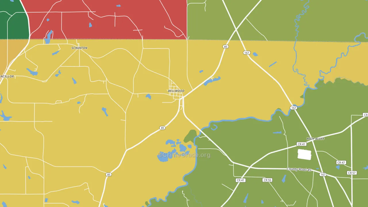 Bellwood, AL Map of Assault Rates