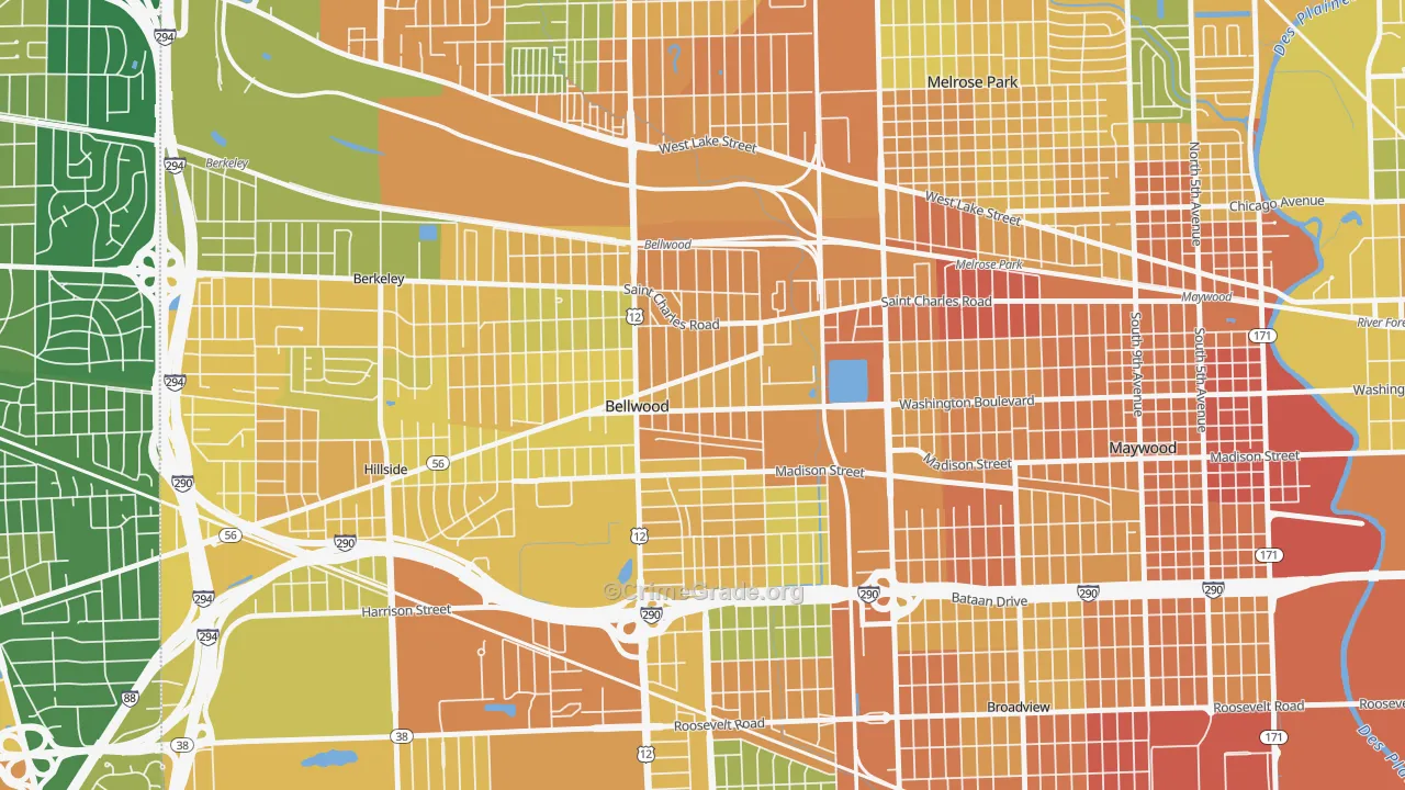 Bellwood, IL Map of Assault Rates