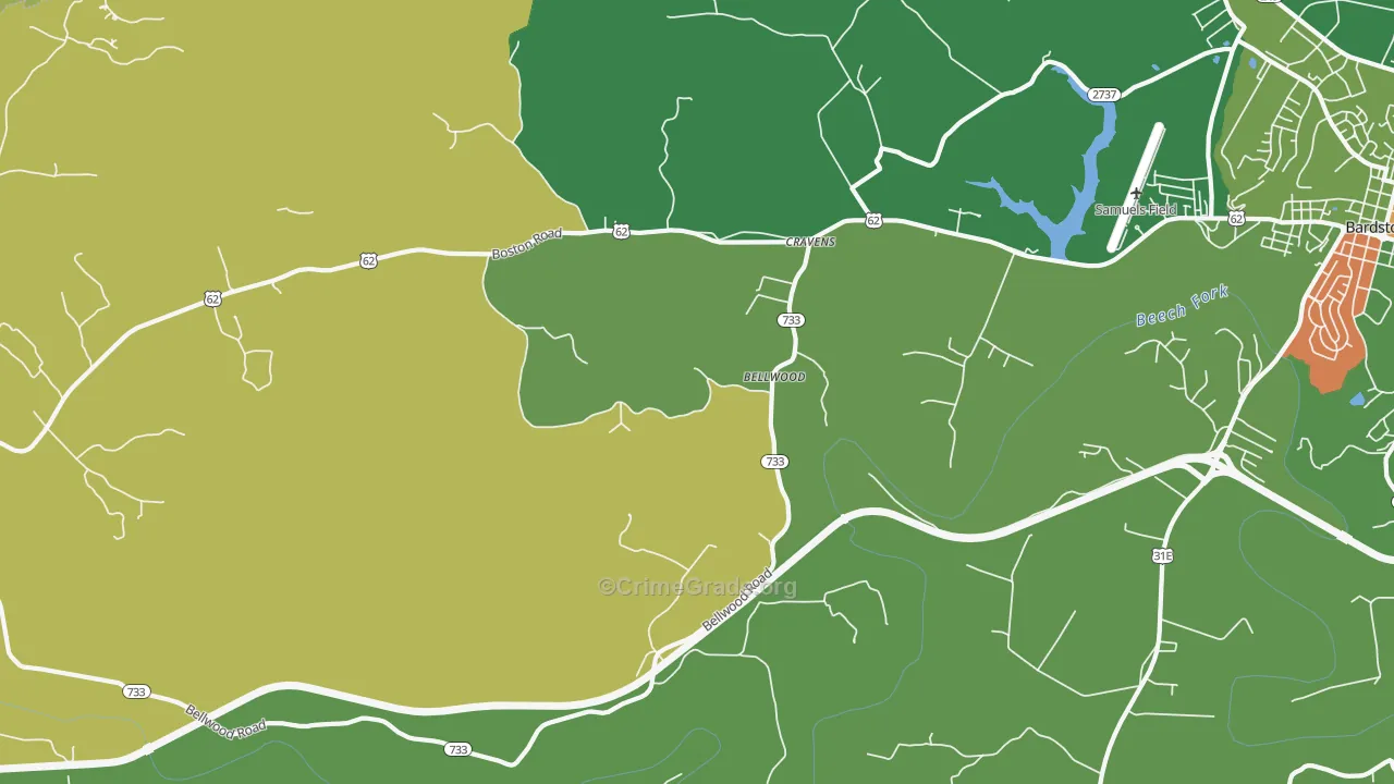 Bellwood, KY Map of Assault Rates
