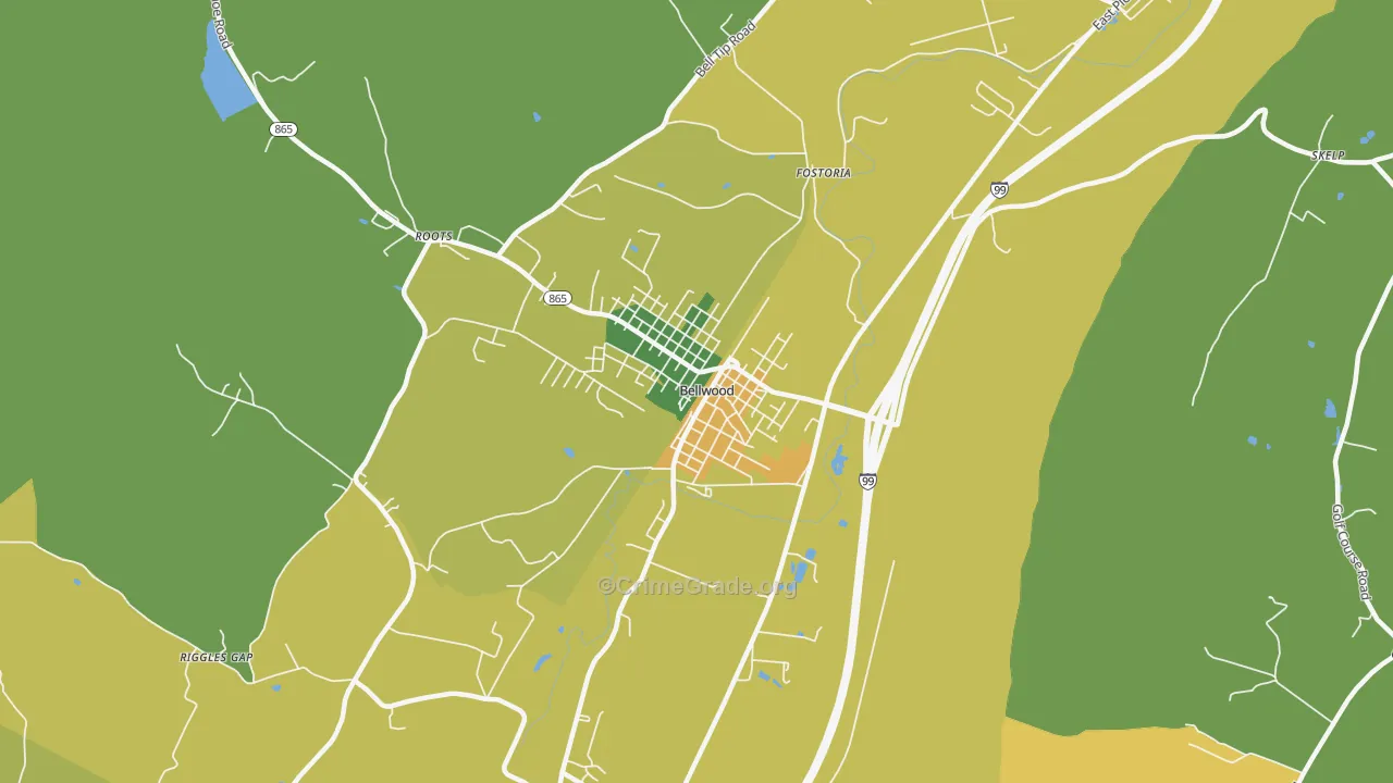 Bellwood, PA Map of Assault Rates