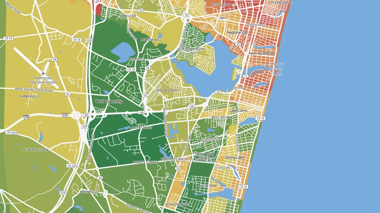 Belmar, NJ Map of Assault Rates