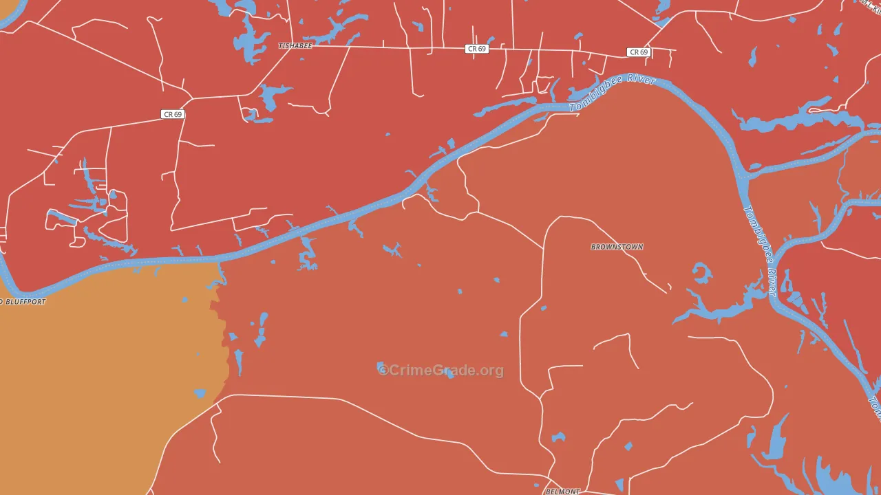 Belmont, AL Map of Assault Rates