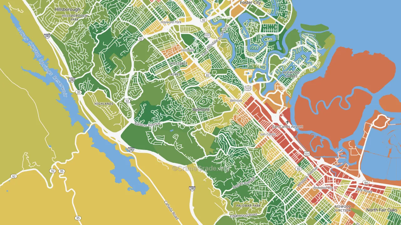 Belmont, CA Map of Assault Rates
