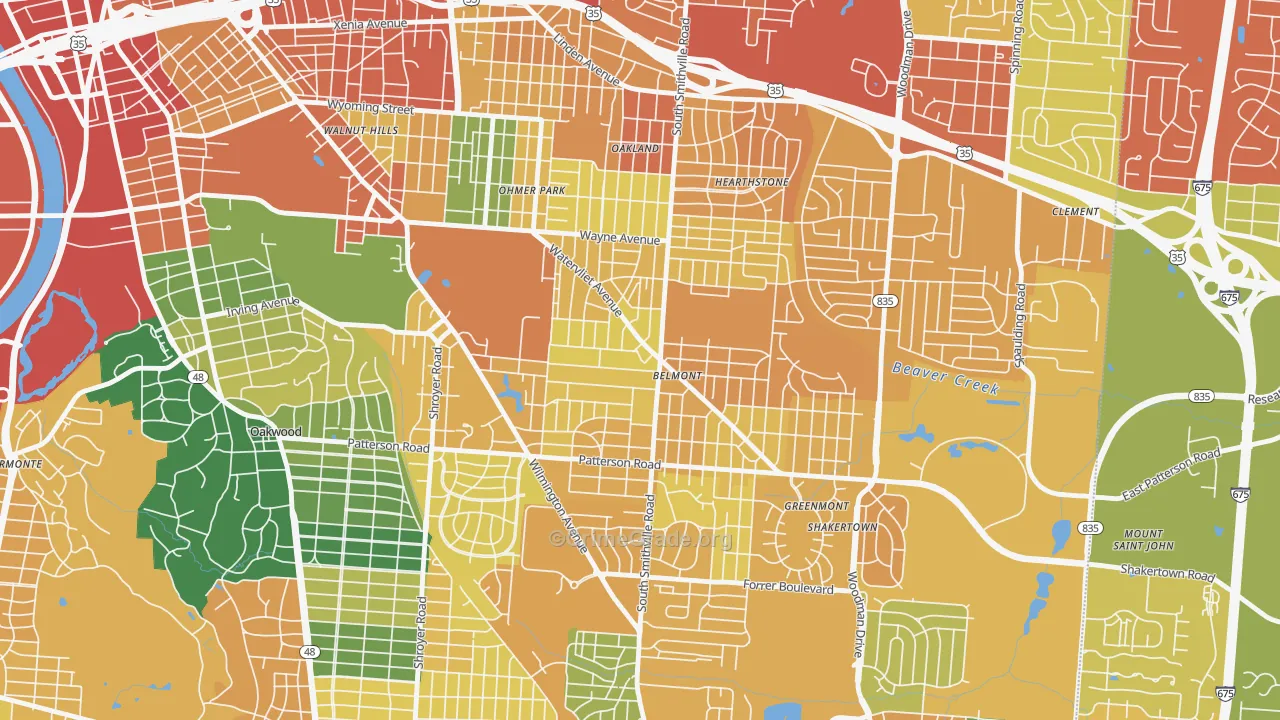 Belmont, Dayton, OH Map of Assault Rates