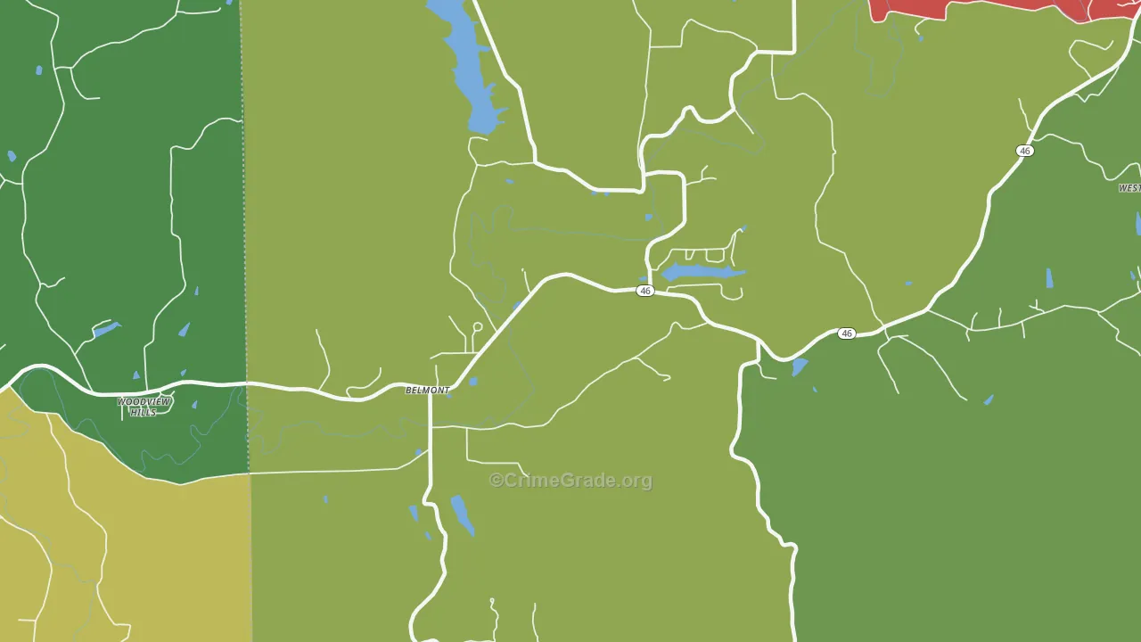 Belmont, IN Map of Assault Rates