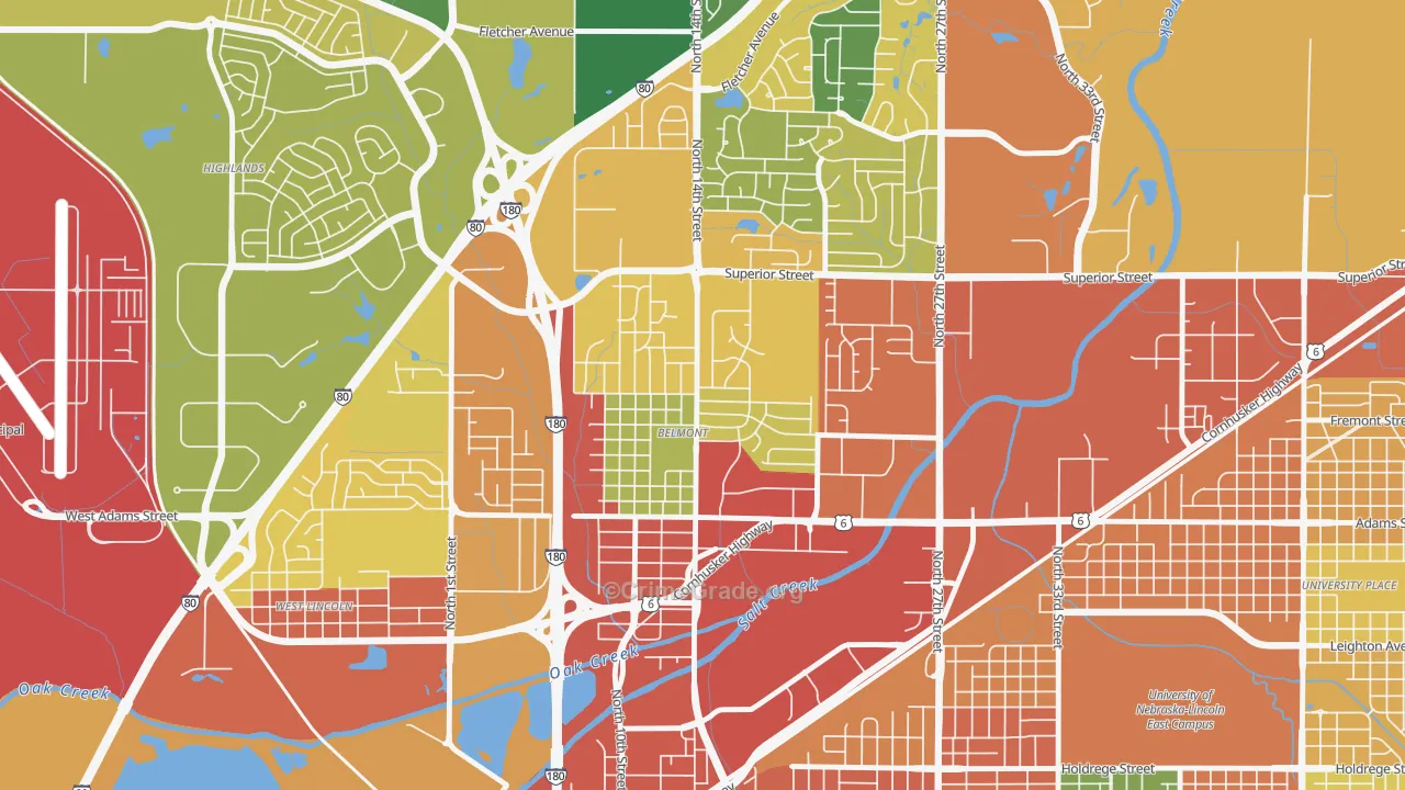 Belmont, Lincoln, NE Map of Assault Rates