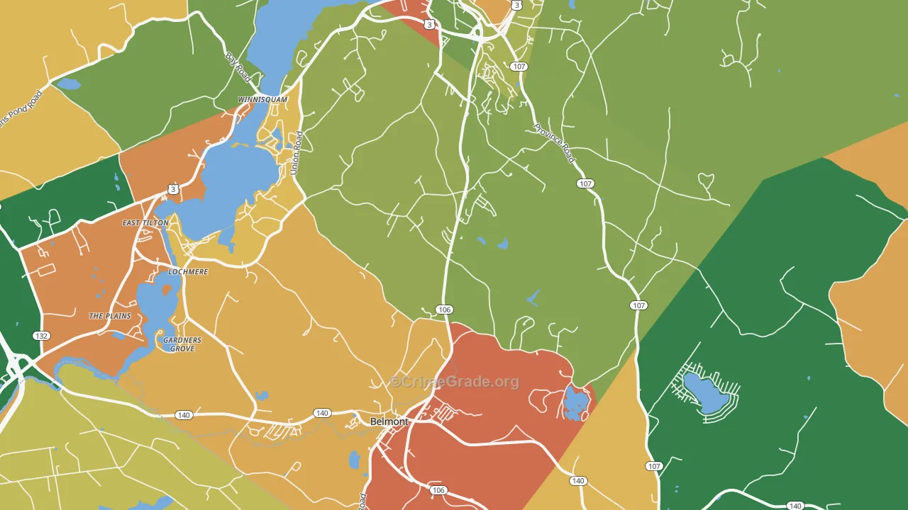 Belmont, NH Map of Assault Rates