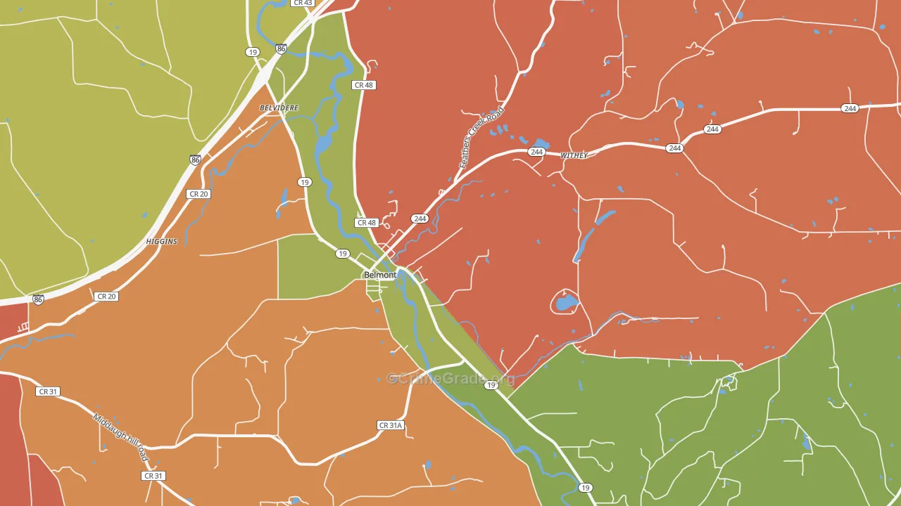 Belmont, NY Map of Assault Rates