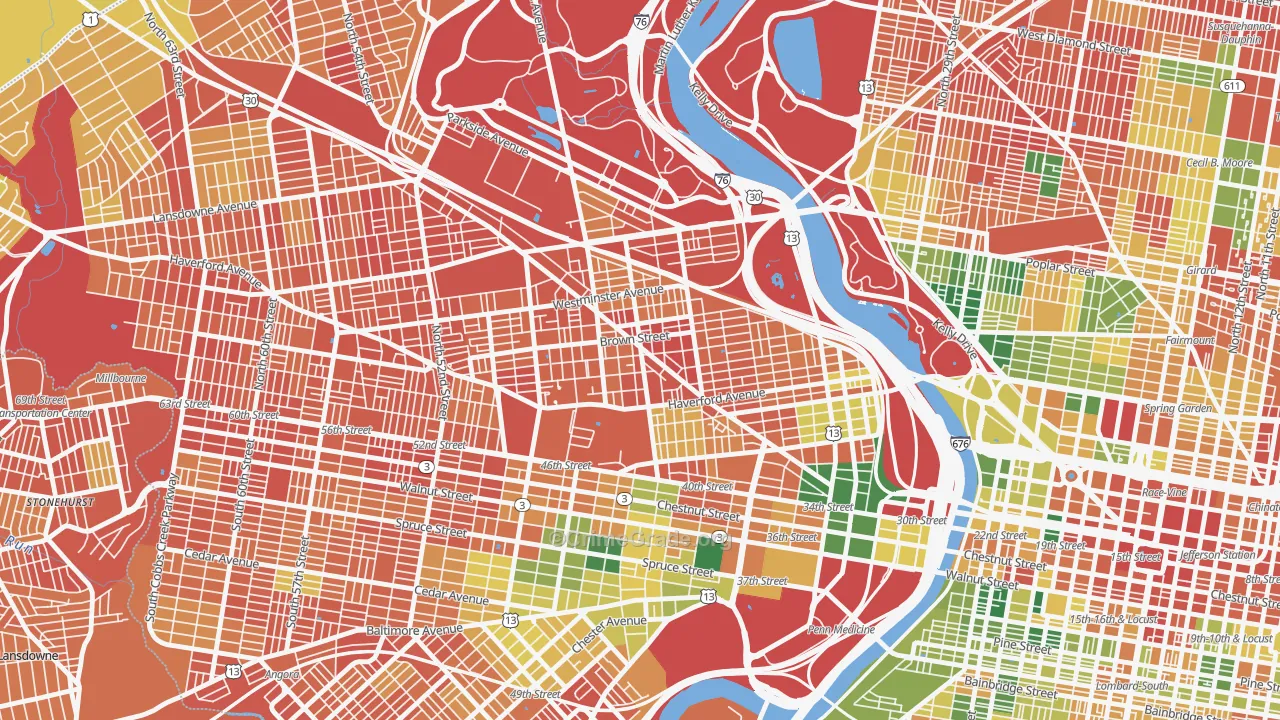 Belmont, Philadelphia, PA Map of Assault Rates