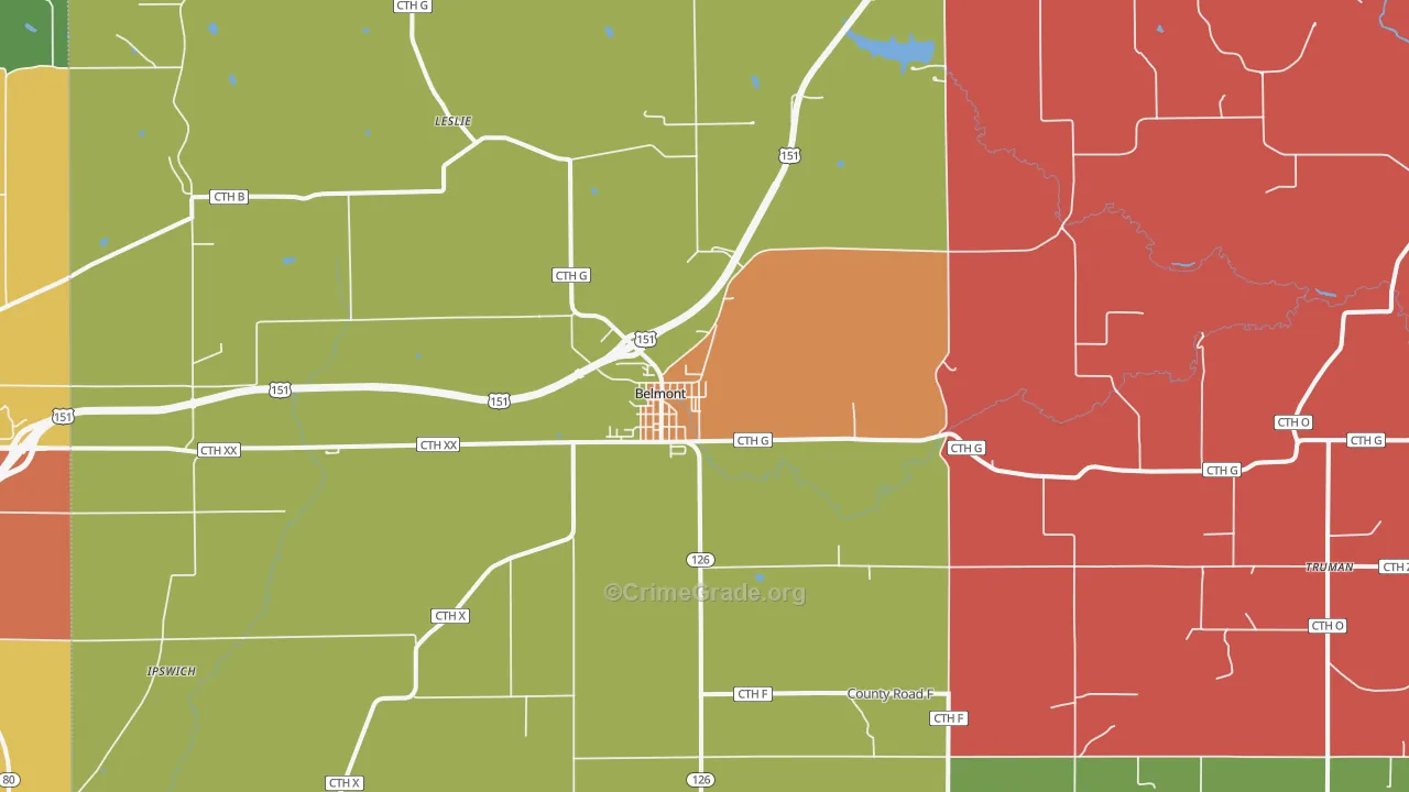 Belmont, WI Map of Assault Rates