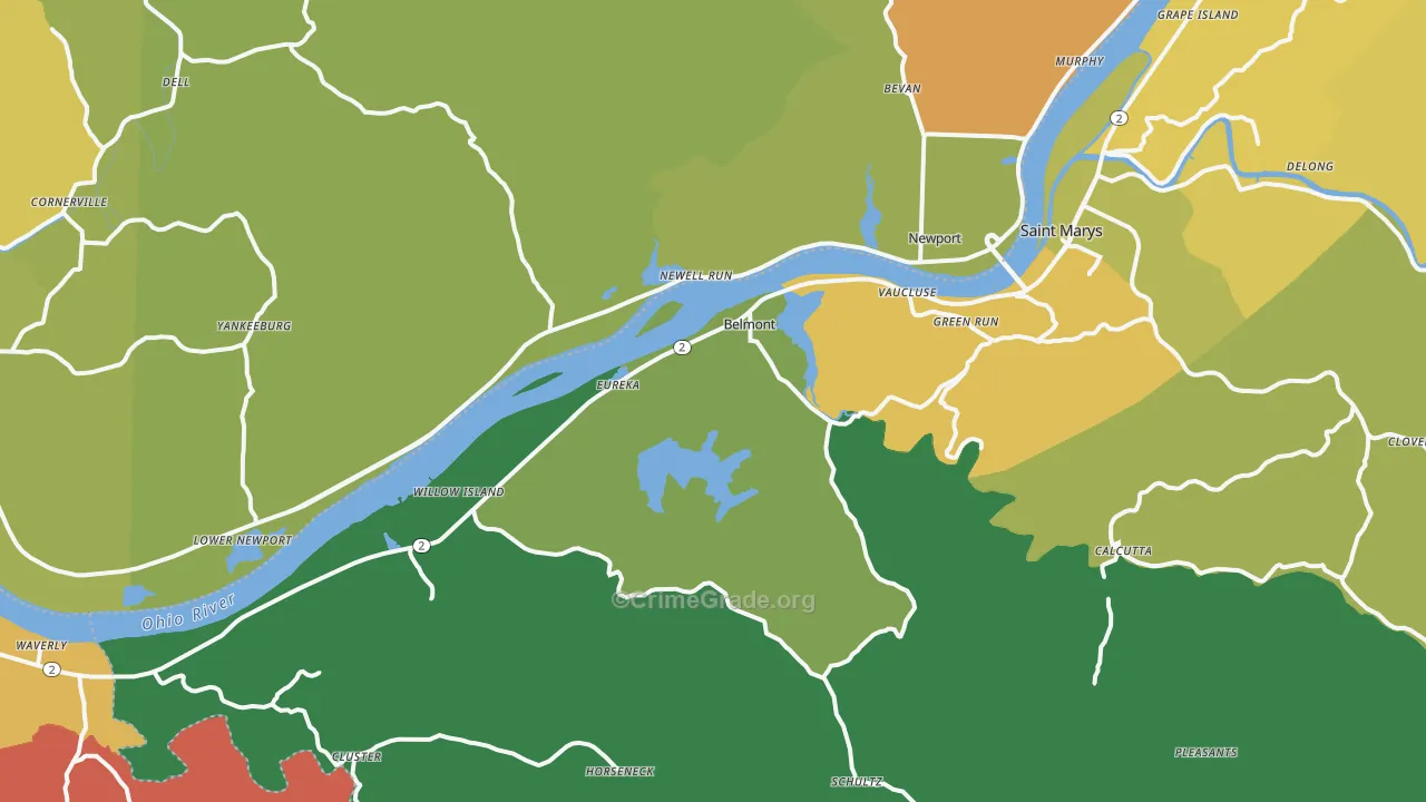 Belmont, WV Map of Assault Rates