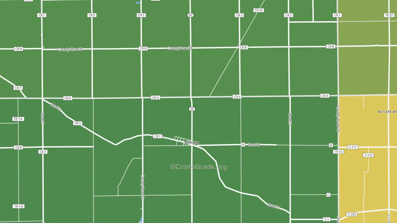 Belmore, OH Map of Assault Rates