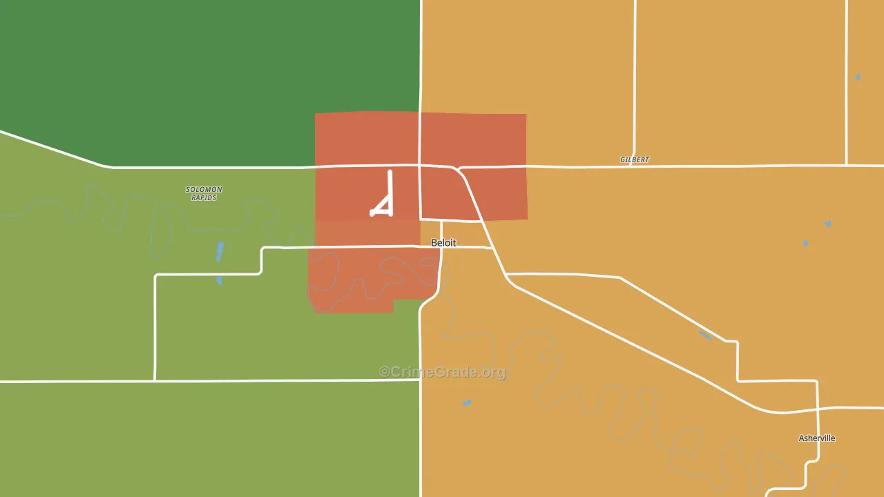 Beloit, KS Map of Assault Rates