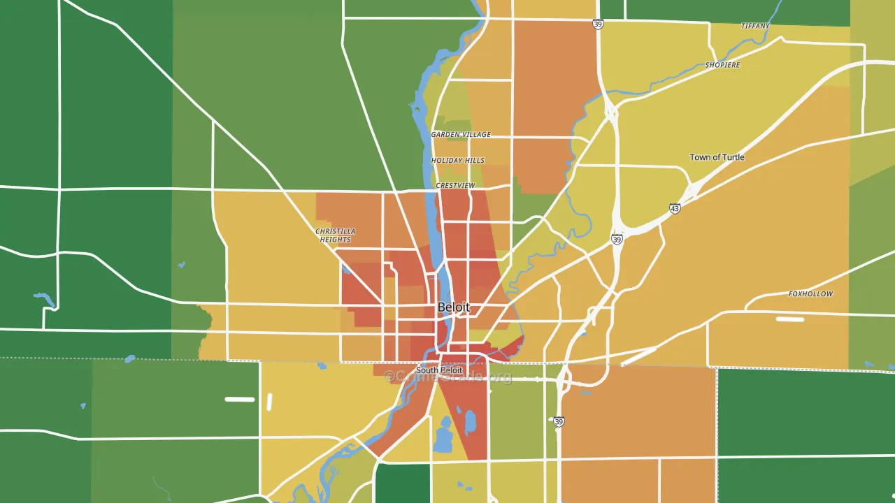 Beloit, WI Map of Assault Rates