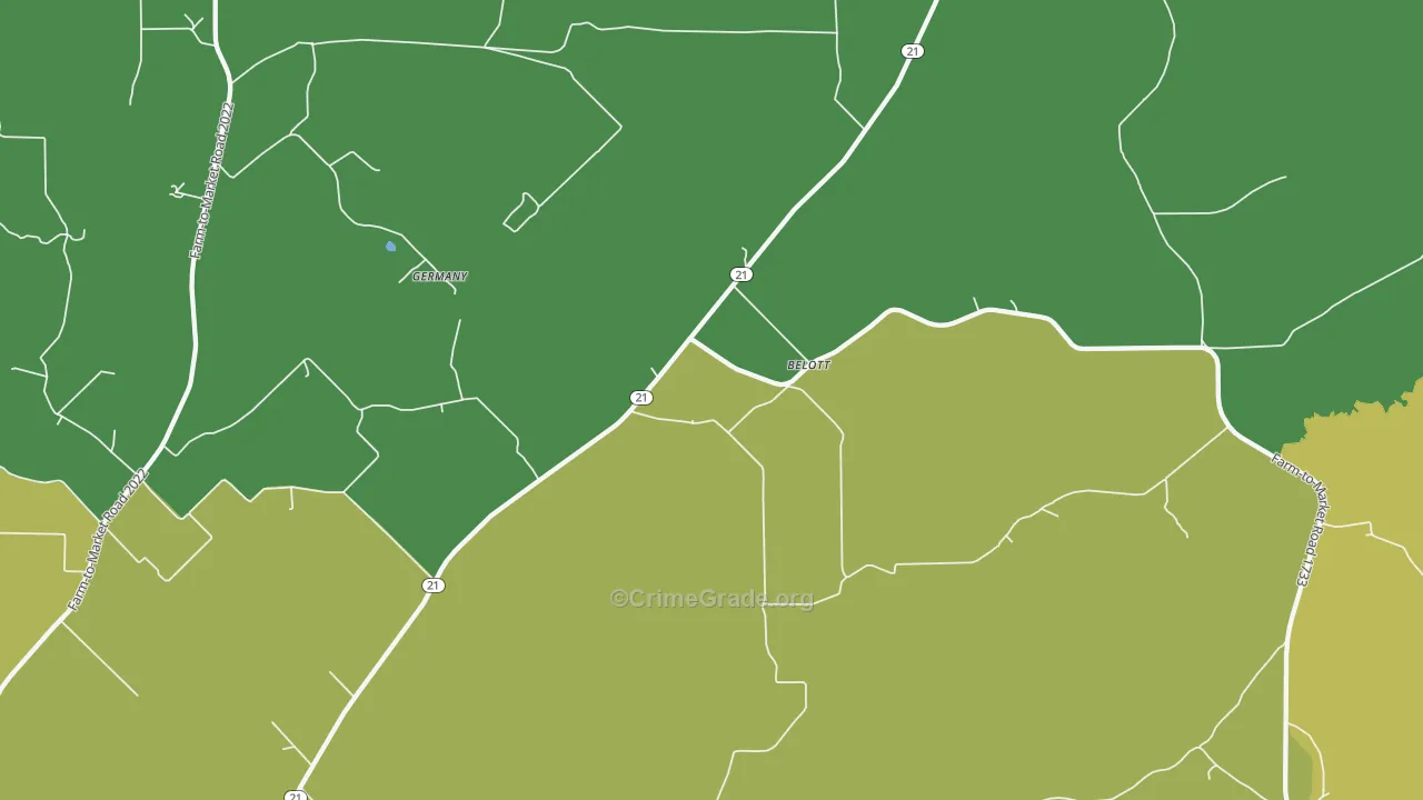 Belott, TX Map of Assault Rates
