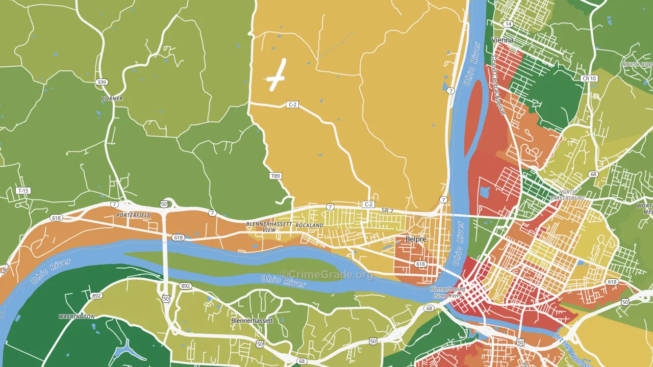 Belpre, OH Map of Assault Rates