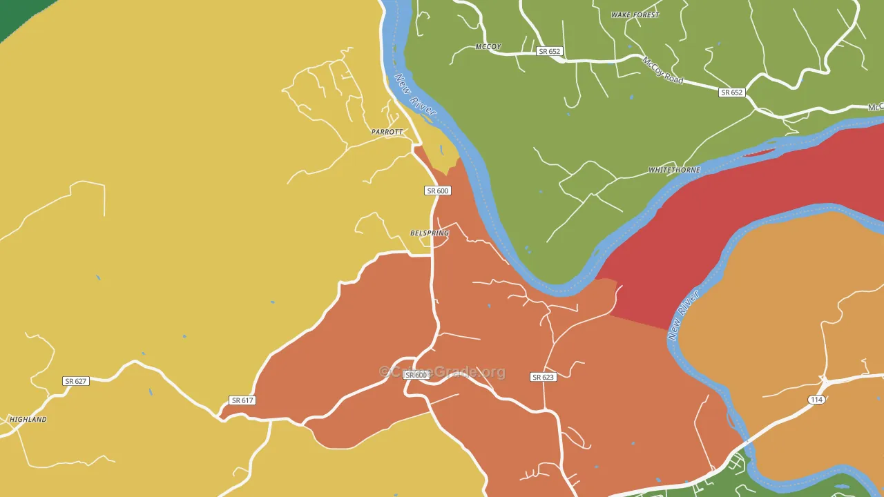 Belspring, VA Map of Assault Rates