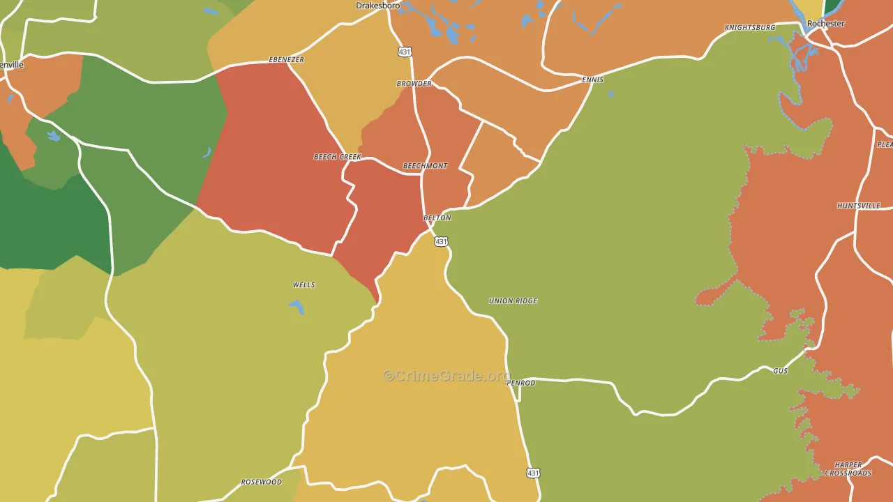 Belton, KY Map of Assault Rates