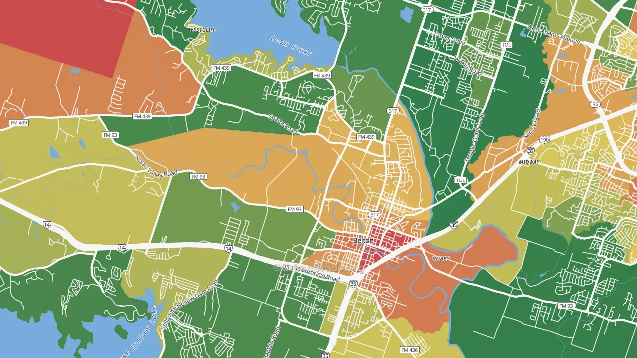 Belton, TX Map of Assault Rates