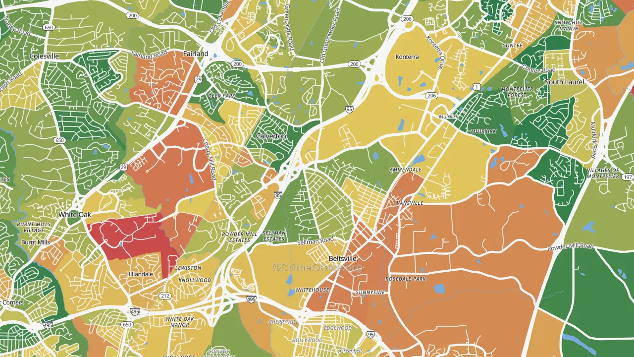 Beltsville, MD Map of Assault Rates