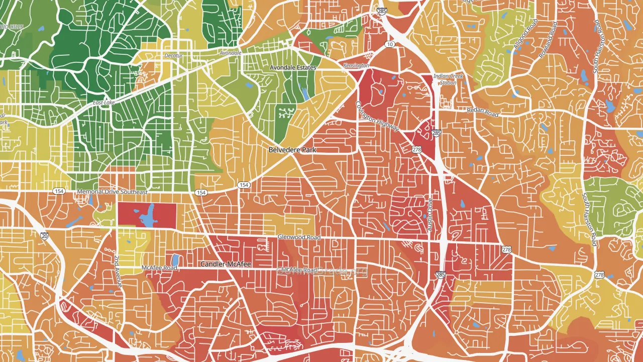 Belvedere Park, GA Map of Assault Rates