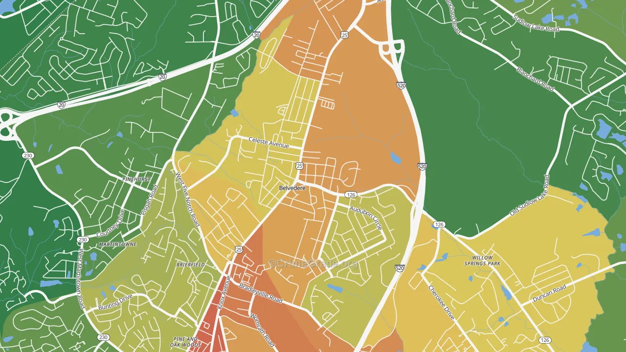 Belvedere, SC Map of Assault Rates