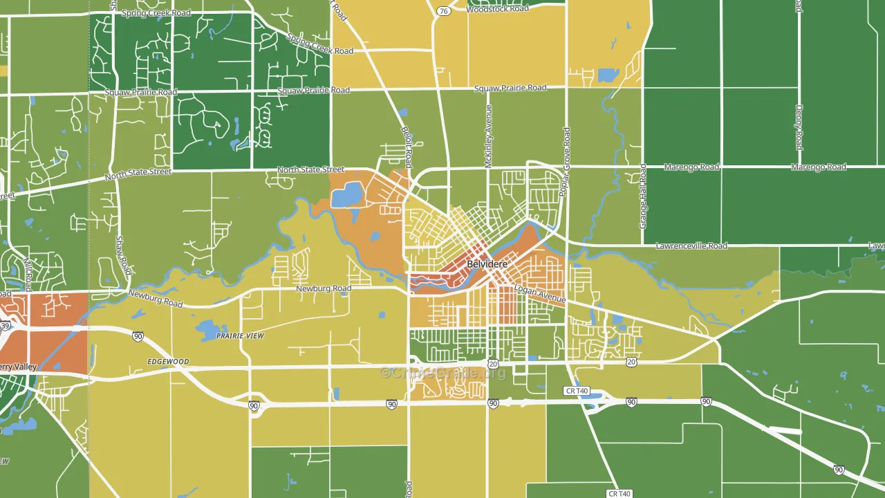 Belvidere, IL Map of Assault Rates