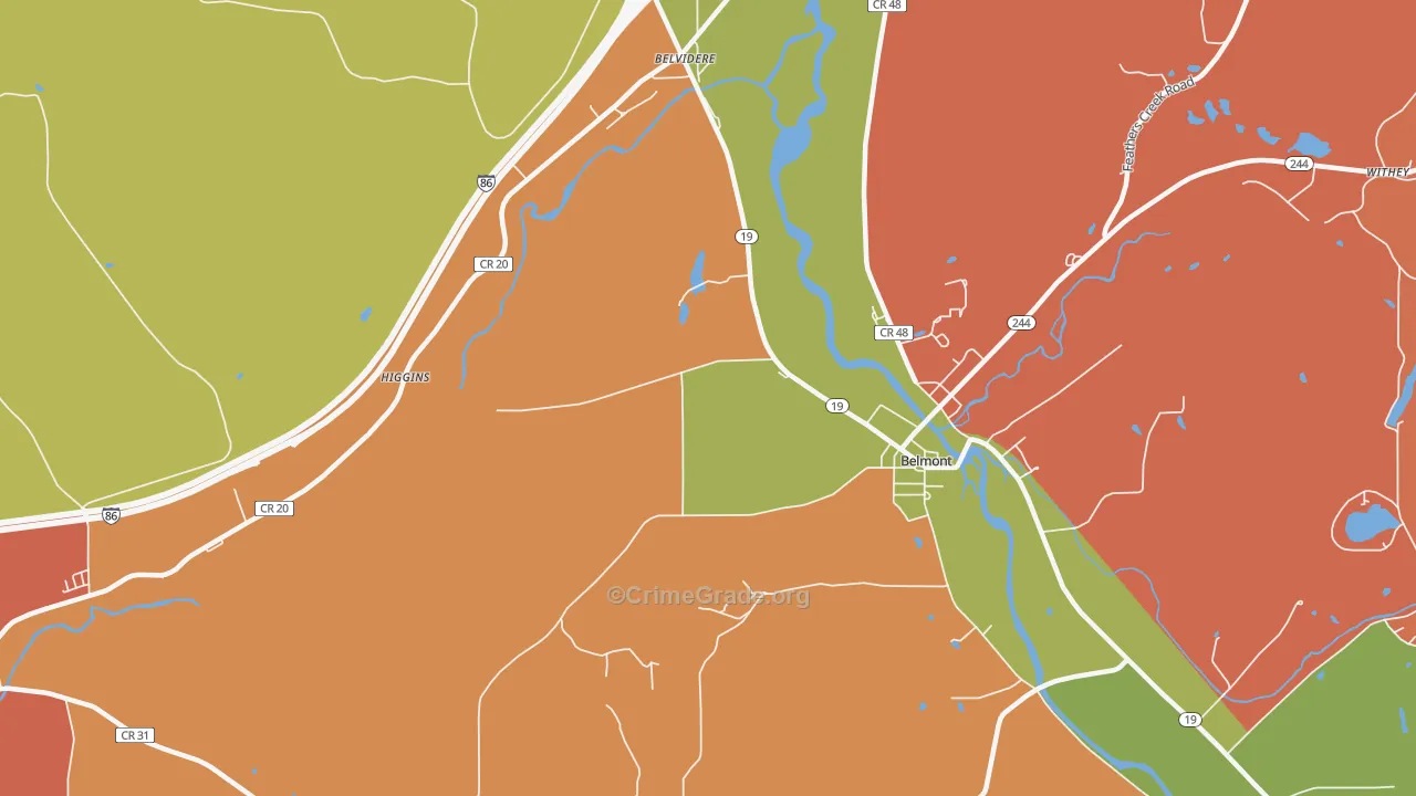 Belvidere, NY Map of Assault Rates