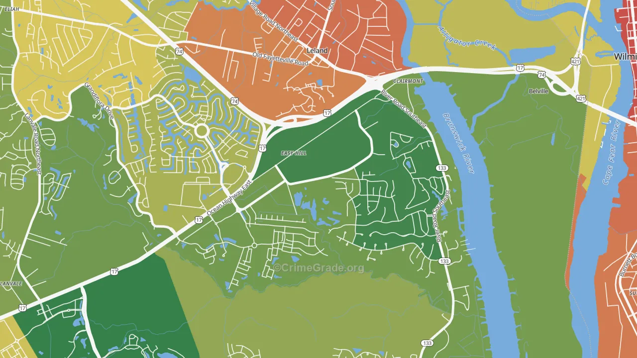 Belville, NC Map of Assault Rates