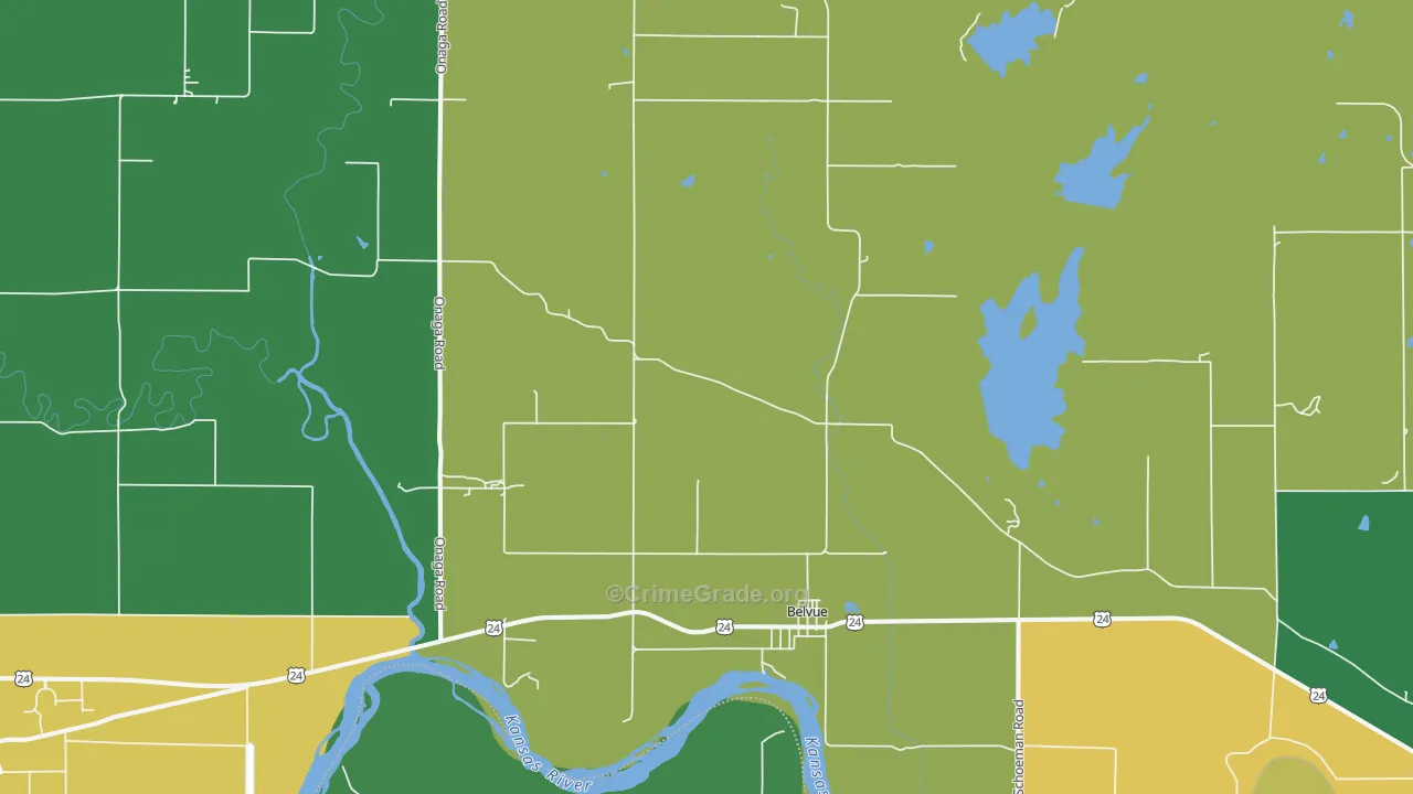Belvue, KS Map of Assault Rates