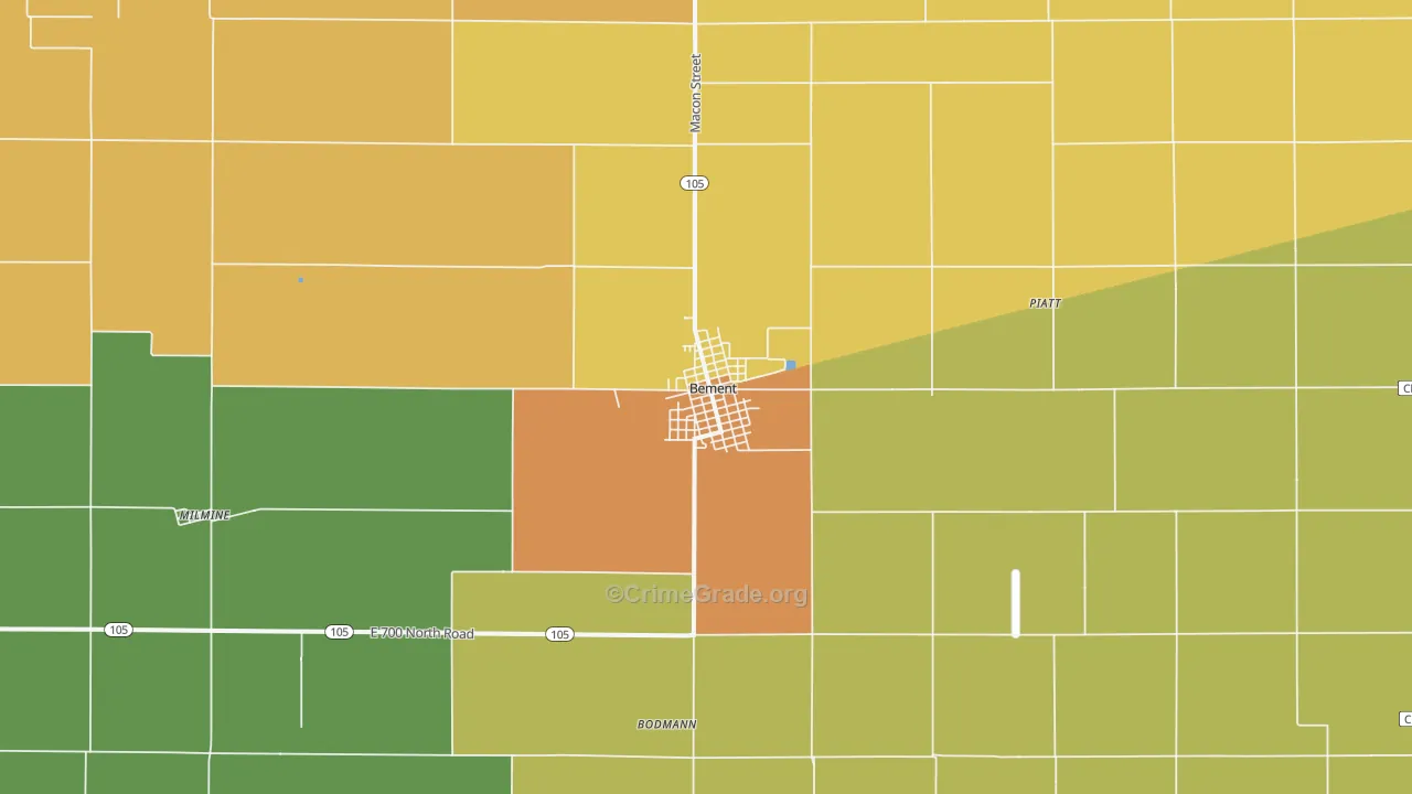 Bement, IL Map of Assault Rates