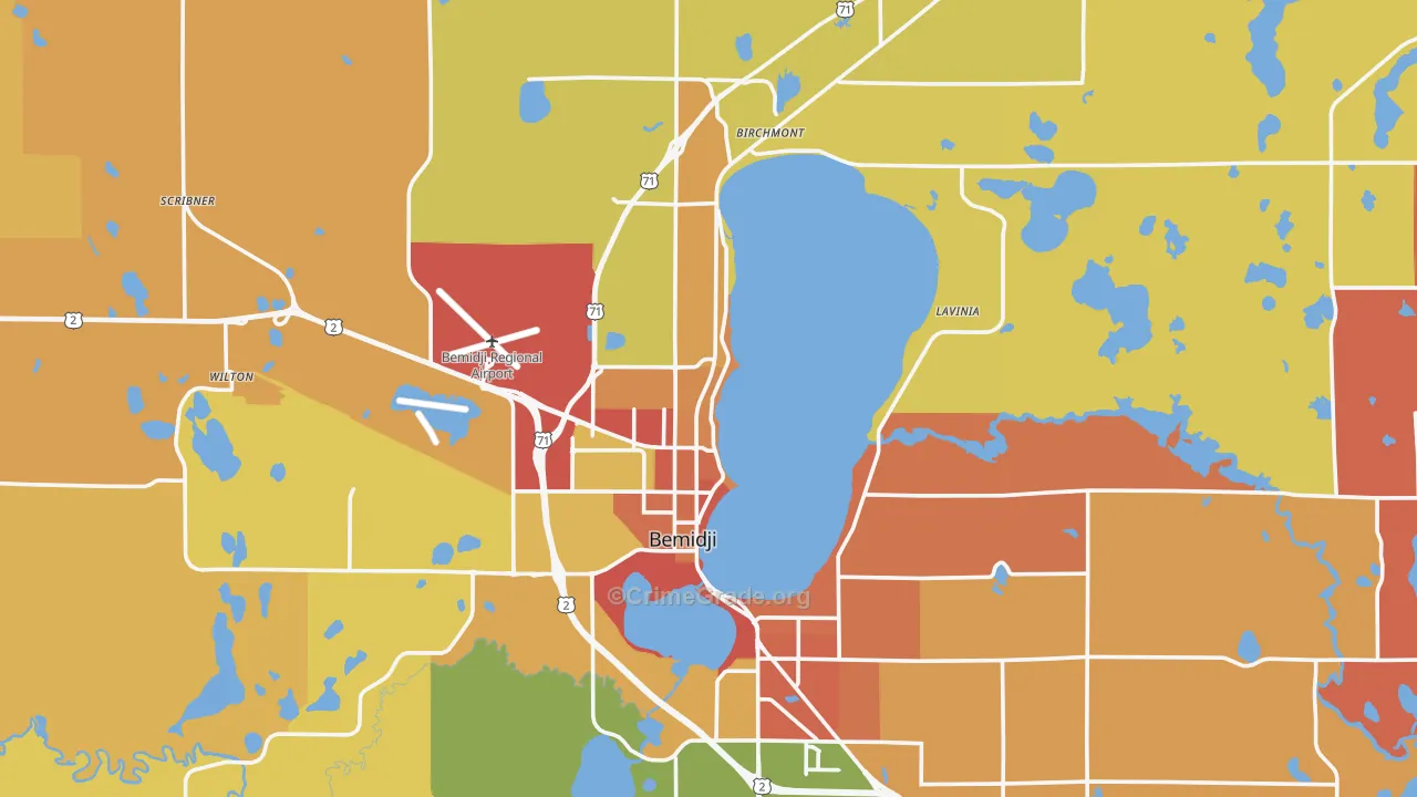 Bemidji, MN Map of Assault Rates