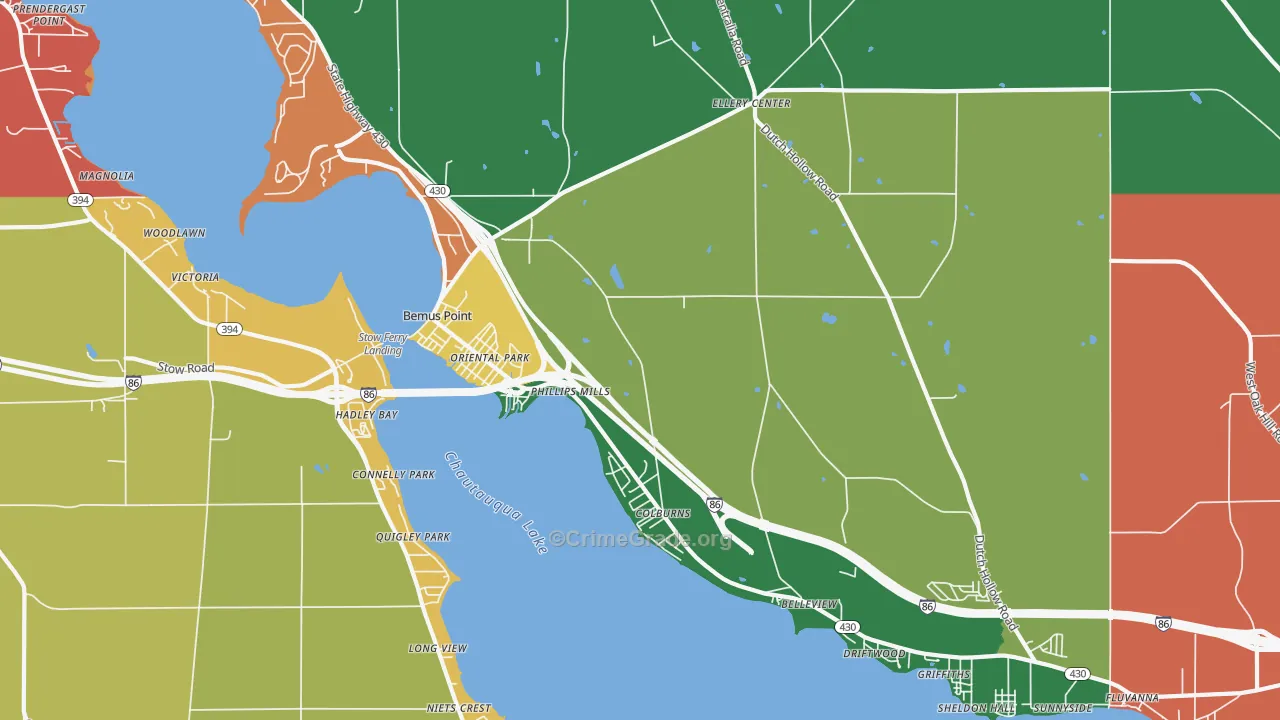 Bemus Point, NY Map of Assault Rates