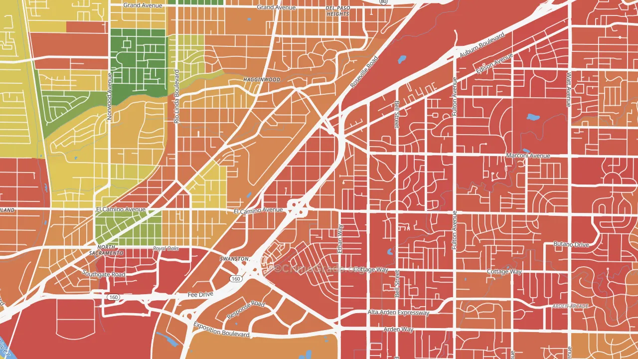 Ben Ali, Sacramento, CA Map of Assault Rates