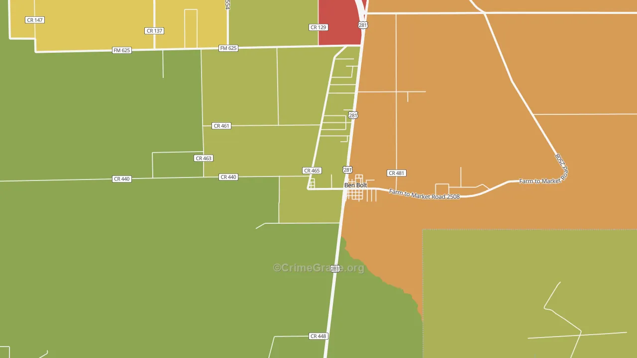 Ben Bolt, TX Map of Assault Rates